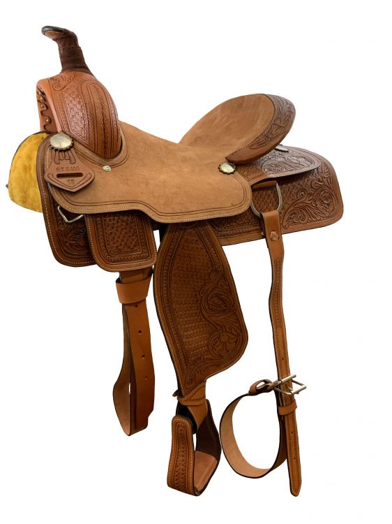 16" Roper Style saddle with roughout leather hard seat