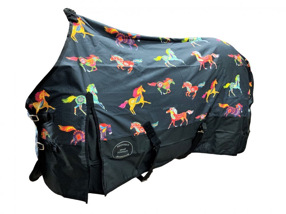 Showman Southwest Tribal Running Horse Print 1200D Waterproof and Breathable Turnout Sheet