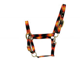 3ply Orange and Black Aztec design Nylon Horse Sized Halter