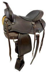 16" Economy Leather Trail Saddle with Half Moon tooling