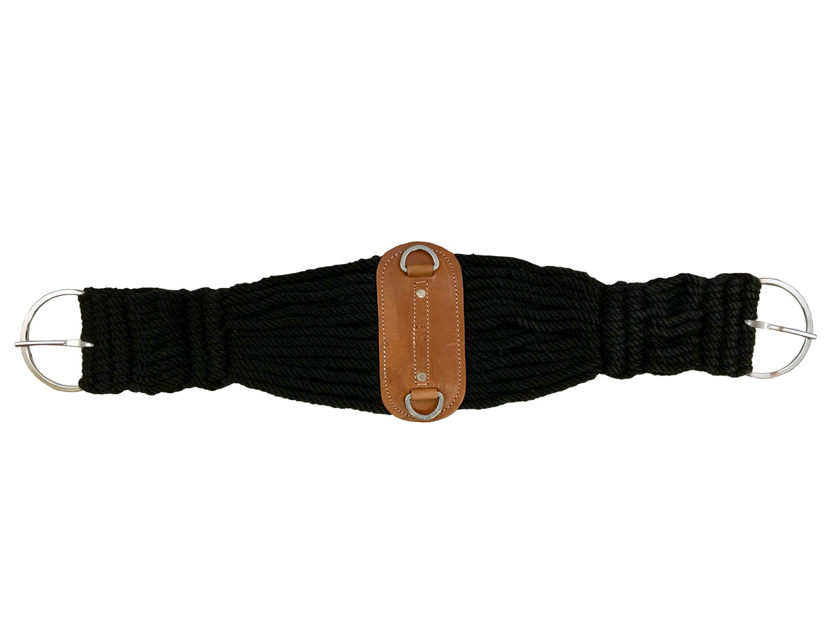 Showman string girth with leather center