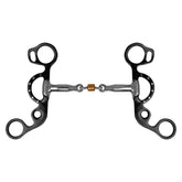 Showman Short Shank Three Piece Sweet Iron Snaffle With Copper Roller