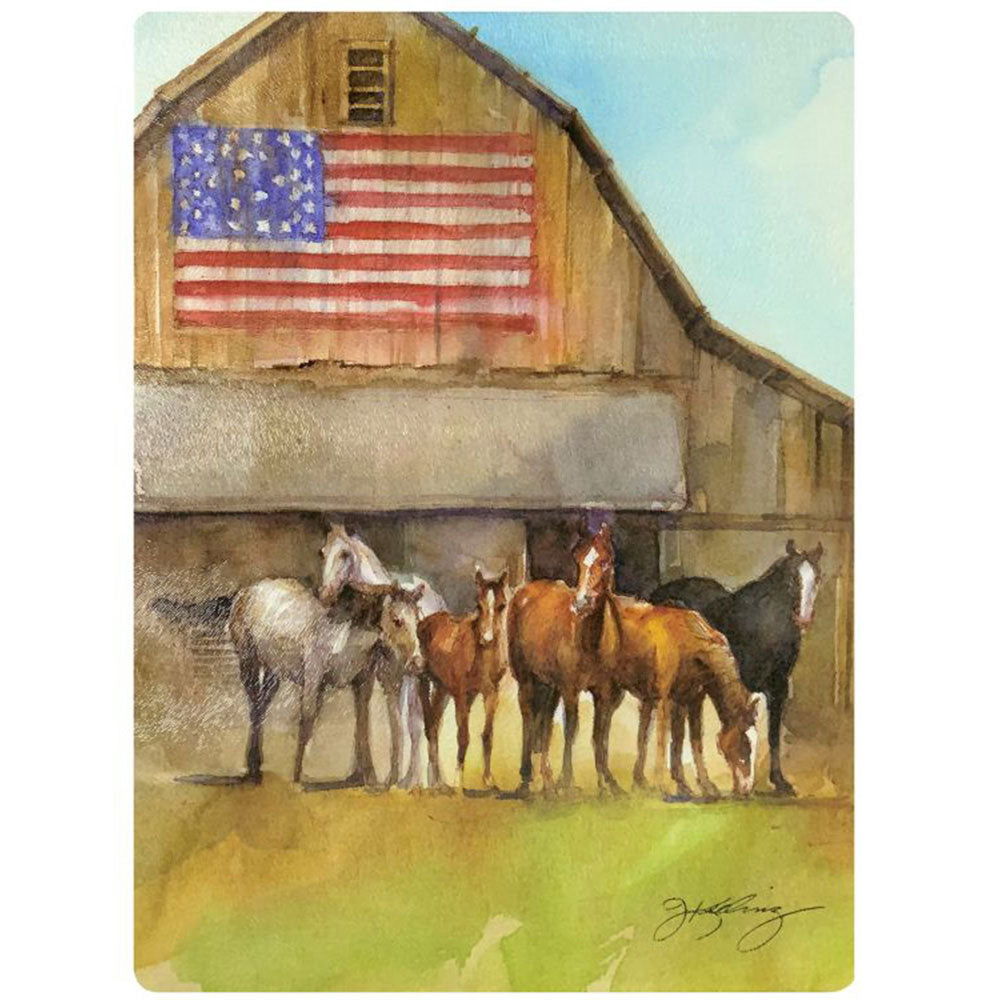 Tempered Glass Cutting Board - Watercolor Horses and Barn