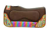 Klassy Cowgirl 28x30 Barrel Style 1" brown felt pad with painted floral accent