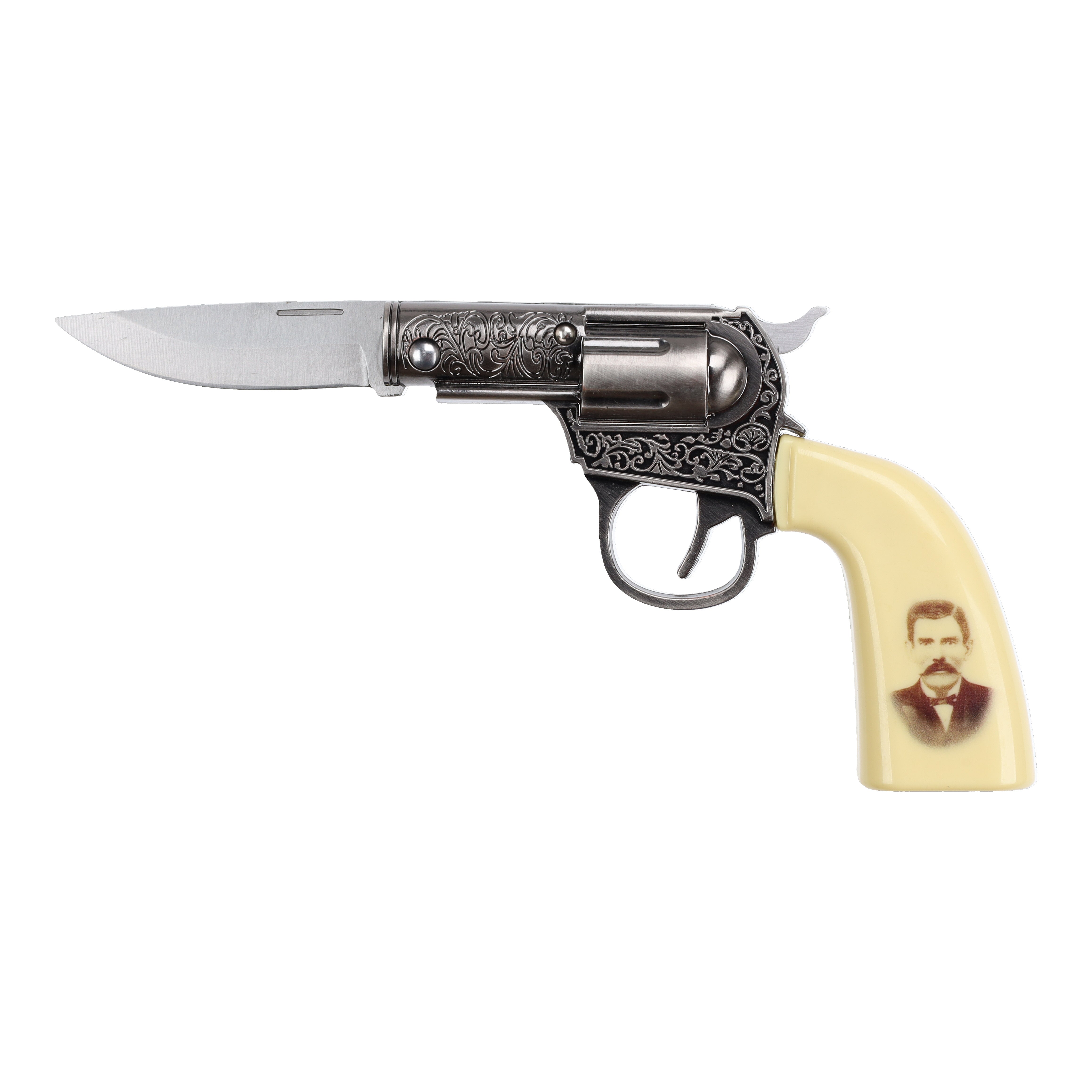 Doc Holiday Stainless Steel Revolver Knife with Plaque – Horse