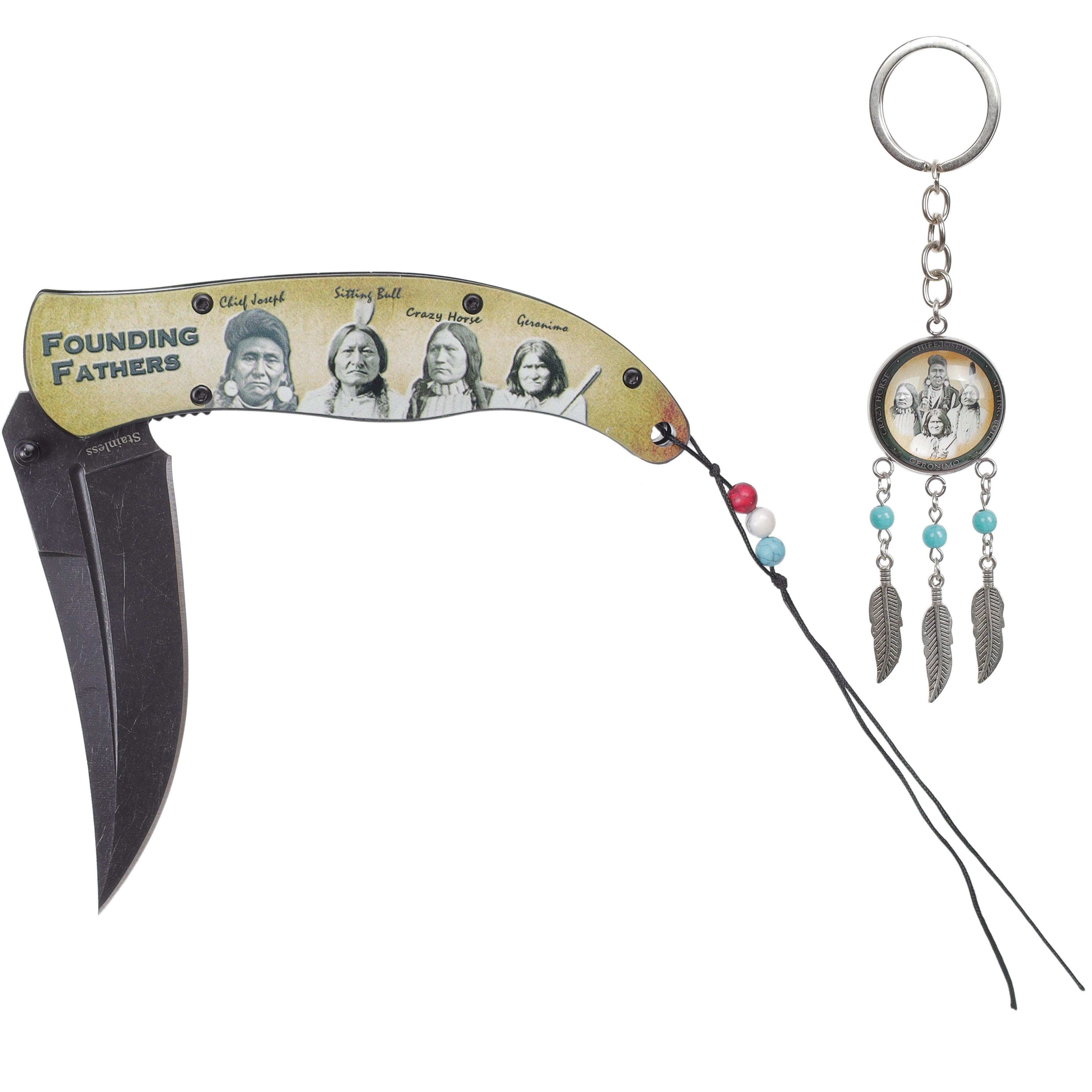 Founding Fathers Stainless Steel Folding Knife with Keychain