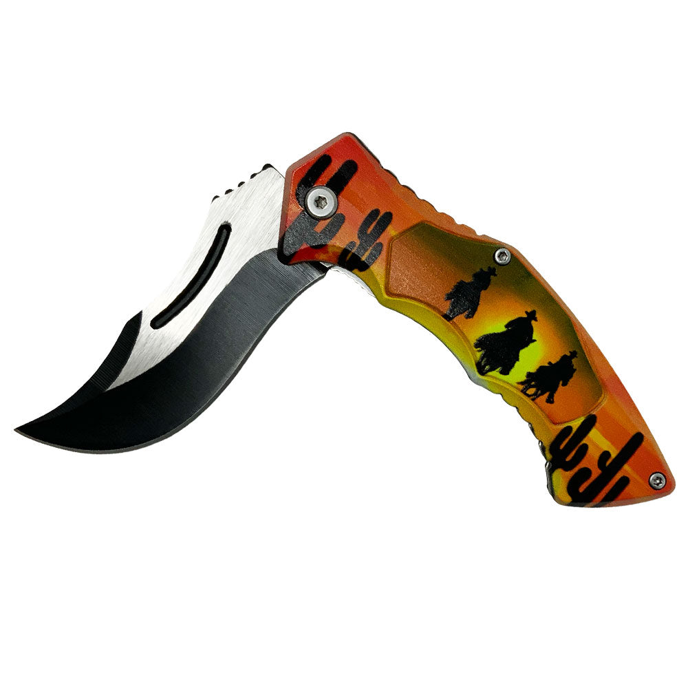 Sunset Cowboys Stainless Steel Folding Knife