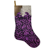 Showman Pink Metallic Glitter Cowhide Christmas Stocking