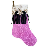 Showman Fringe Cowhide Christmas Stocking - Pink Paisley