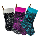 Showman Metallic Acid Wash Cowhide Leather Christmas Stocking