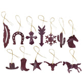 12 Piece Leather Christmas Ornament Set - Purple Snake