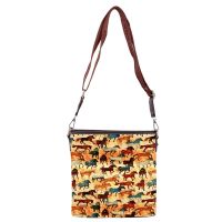 Montana West Multi Color Running Horse Print Canvas Crossbody Bag