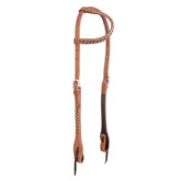 Showman Argentina Cow Leather One Ear Headstall with Black Rawhide Accents