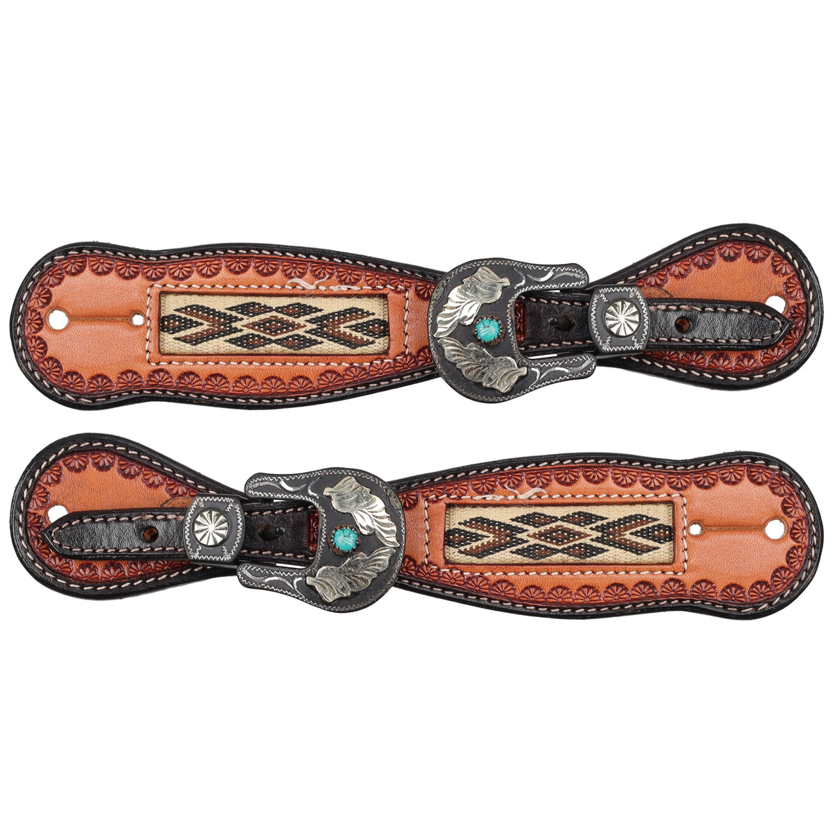 Showman Men's Sacred Sierra Argentina Cow Leather Spur Straps