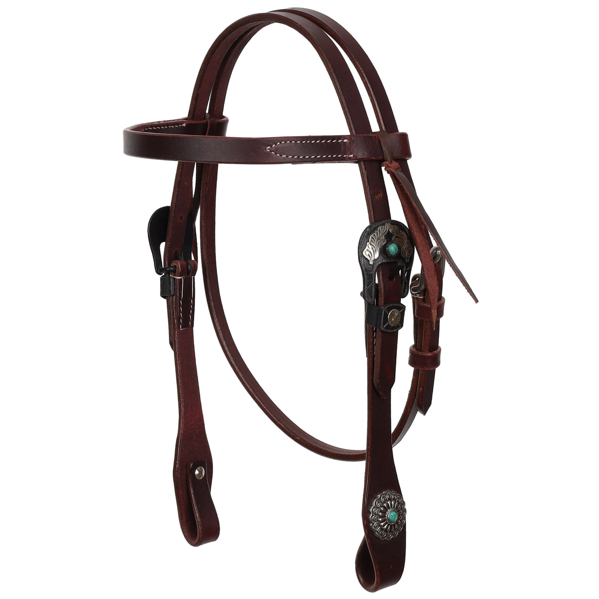 Showman Turquoise Halo Argentina Cow Leather Browband Headstall - Large Pony