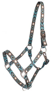 Showman Premium Nylon Horse Sized Halter with Cross and Diamond Design