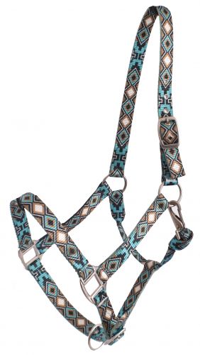 Showman Premium Nylon Horse Sized Halter with Cross and Diamond Design