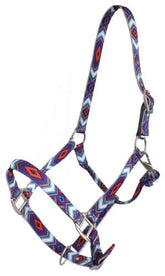 Showman Premium Nylon Horse Sized Halter with Purple and Red Diamond Design