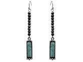 Western Navajo Pearl Square Stone Drop Earrings