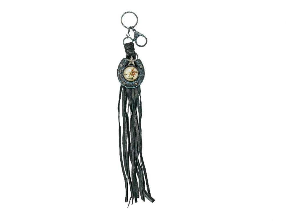 Teal Horseshoe Fringe Keychain