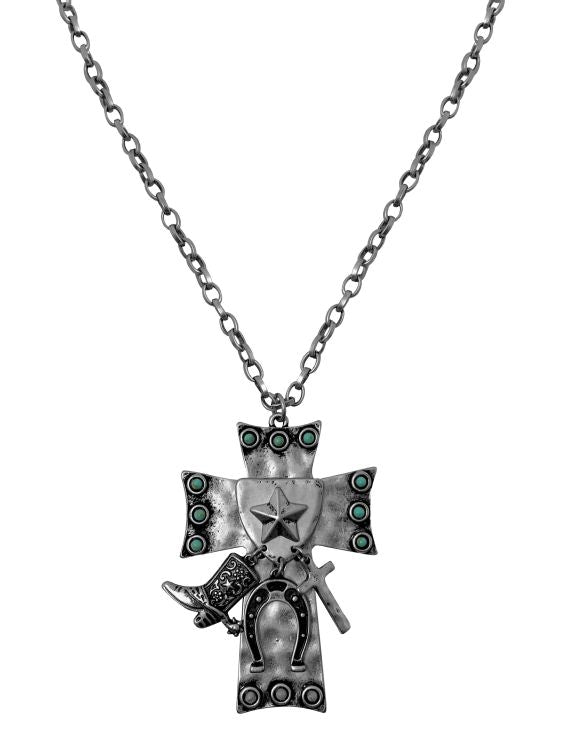 30" Silver linked necklace with adjustable chain with lobster claw clasp necklace with 2-1/2" silver cross