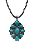 Teal Concho Pendant Metallic Navajo Pearl Necklace