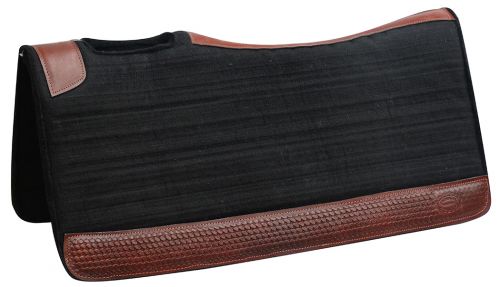 Showman 32" X 31" Contoured felt pad with basket weave tooled wear leathers