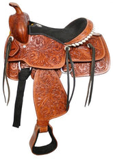 13" Fully tooled Double T youth saddle