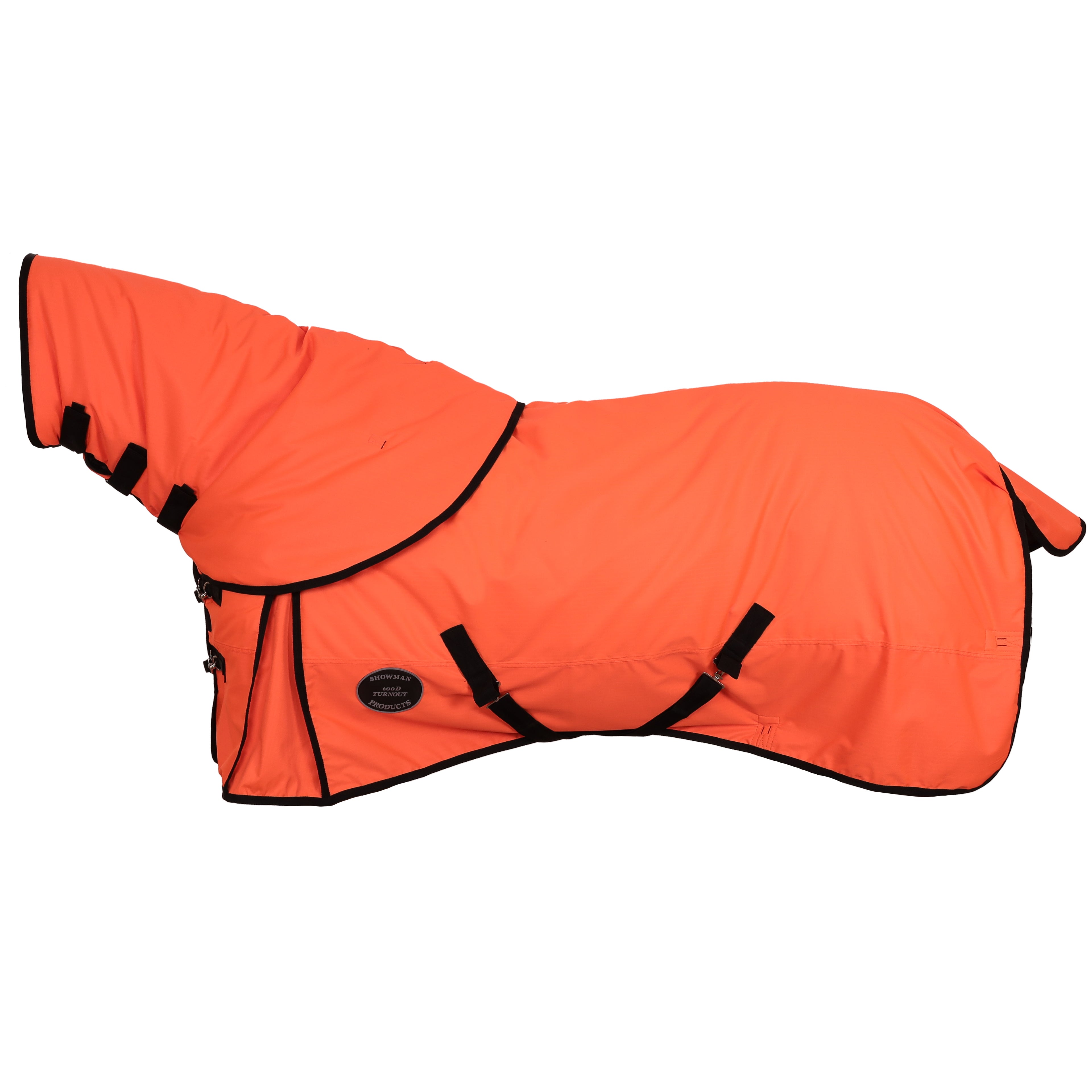Showman 600D Orange Waterproof and Breathable Turnout Blanket with Detachable Neck