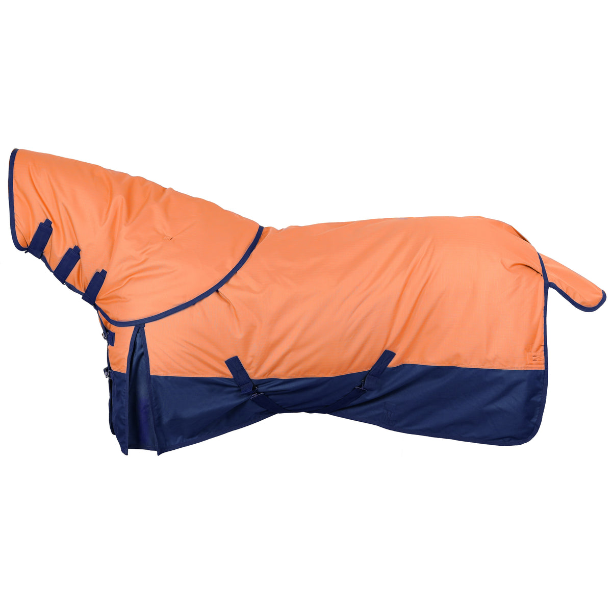 600D Waterproof and Breathable Turnout Blanket with Detachable Neck - Coral/Navy