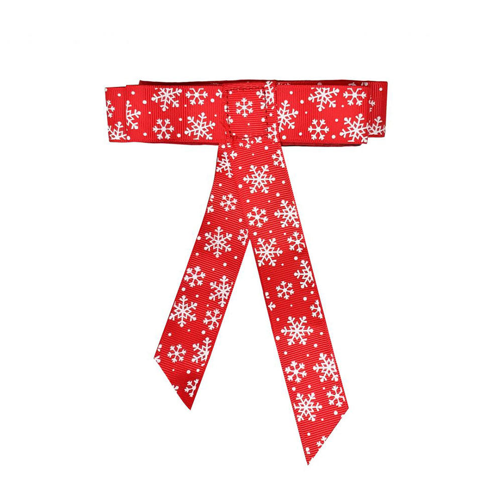 Red and White Snowflake Pattern Christmas Tail Bow