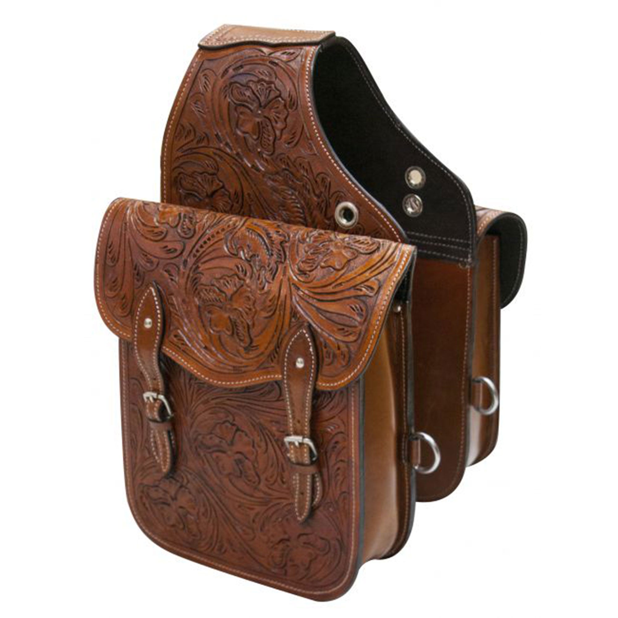 Showman Floral Tooled Leather Saddle Bag