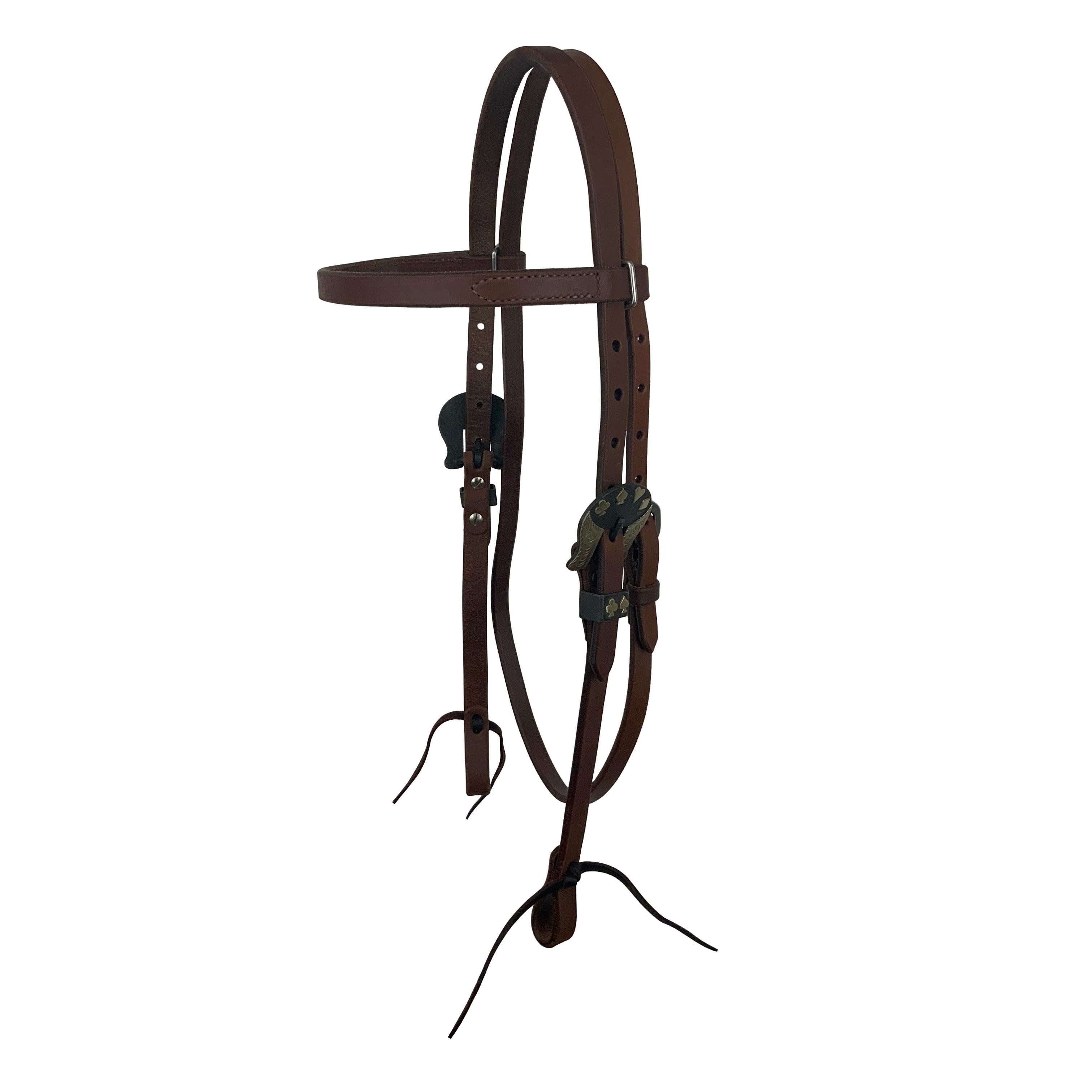 Showman Oiled Harness Browband Headstall With Cowboy Gambler Buckle