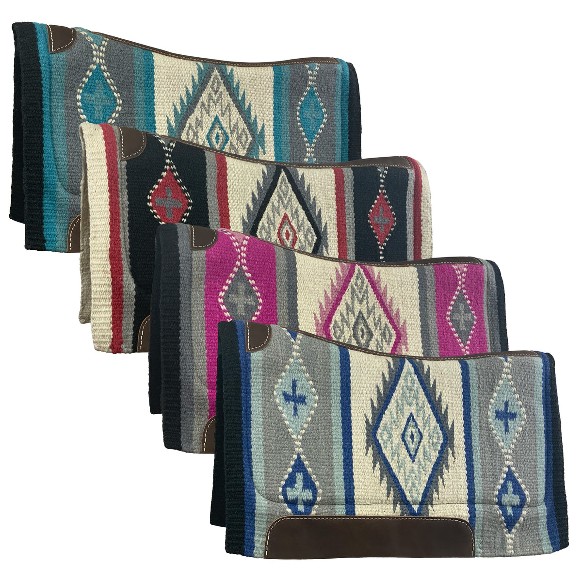 Showman 34" x 36" Wool Top Contoured Memory Felt Bottom Saddle Pad – Navajo Diamond