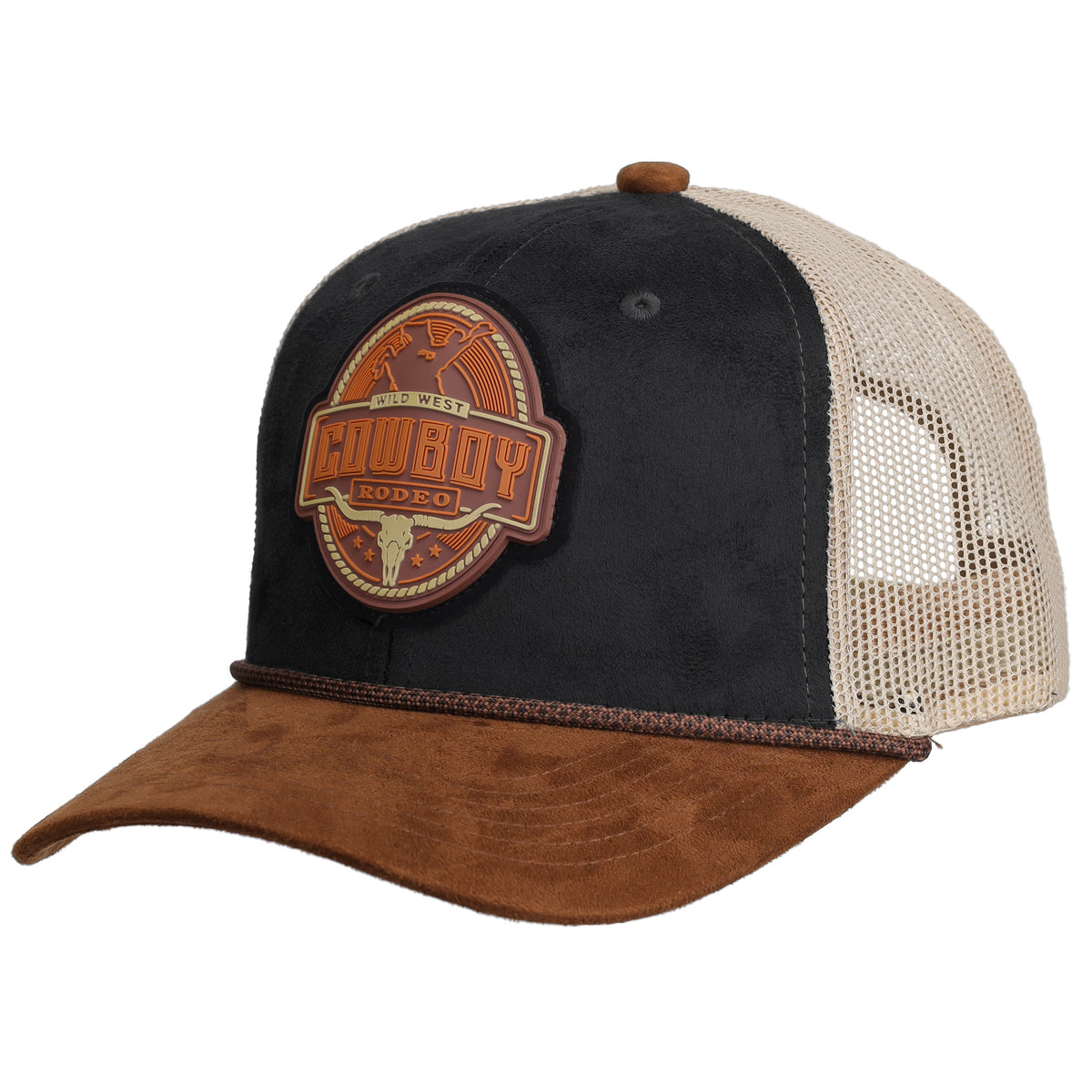 Suede "Cowboy" Baseball Cap - Black