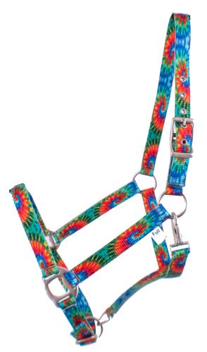 Showman Premium Nylon Horse Sized Halter with Tie Dye design