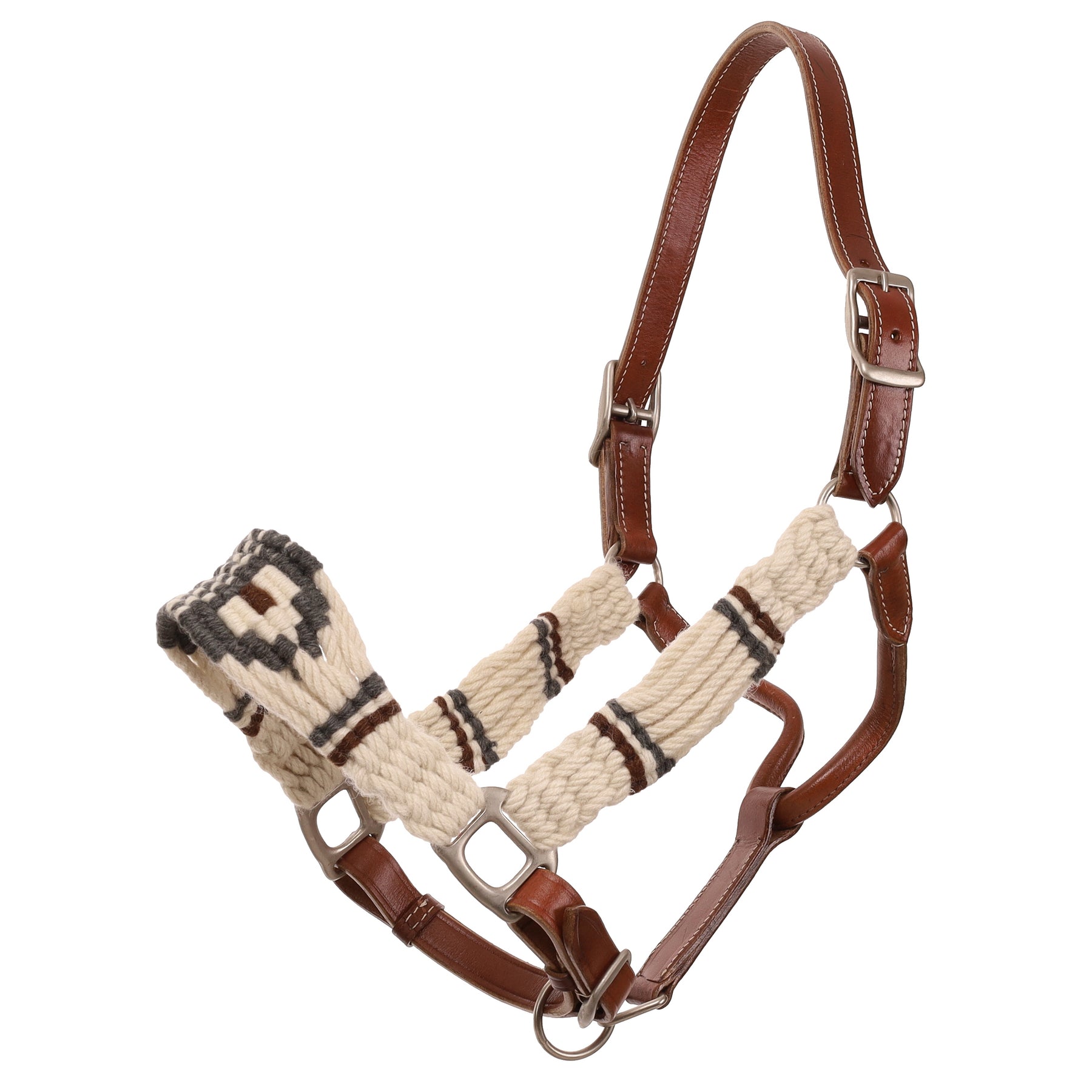 Showman Pinto Mohair and Leather Halter