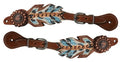 Showman Medium leather hand painted feather spur straps