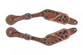 Showman Ladies Chocolate Rough Out Leather spur straps with Black buck stitch trim