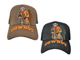 Cowboy stitched Ballcap with Cowboy and Shadow with 'Cowboy' Embroidered on Bill