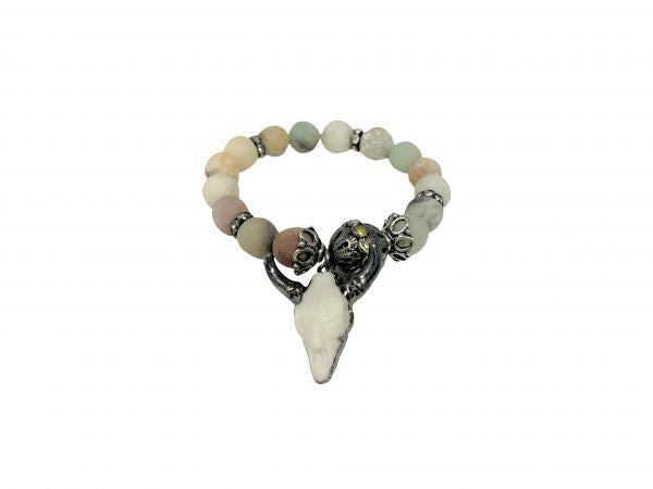 Western design longhorn skull beaded bracelet