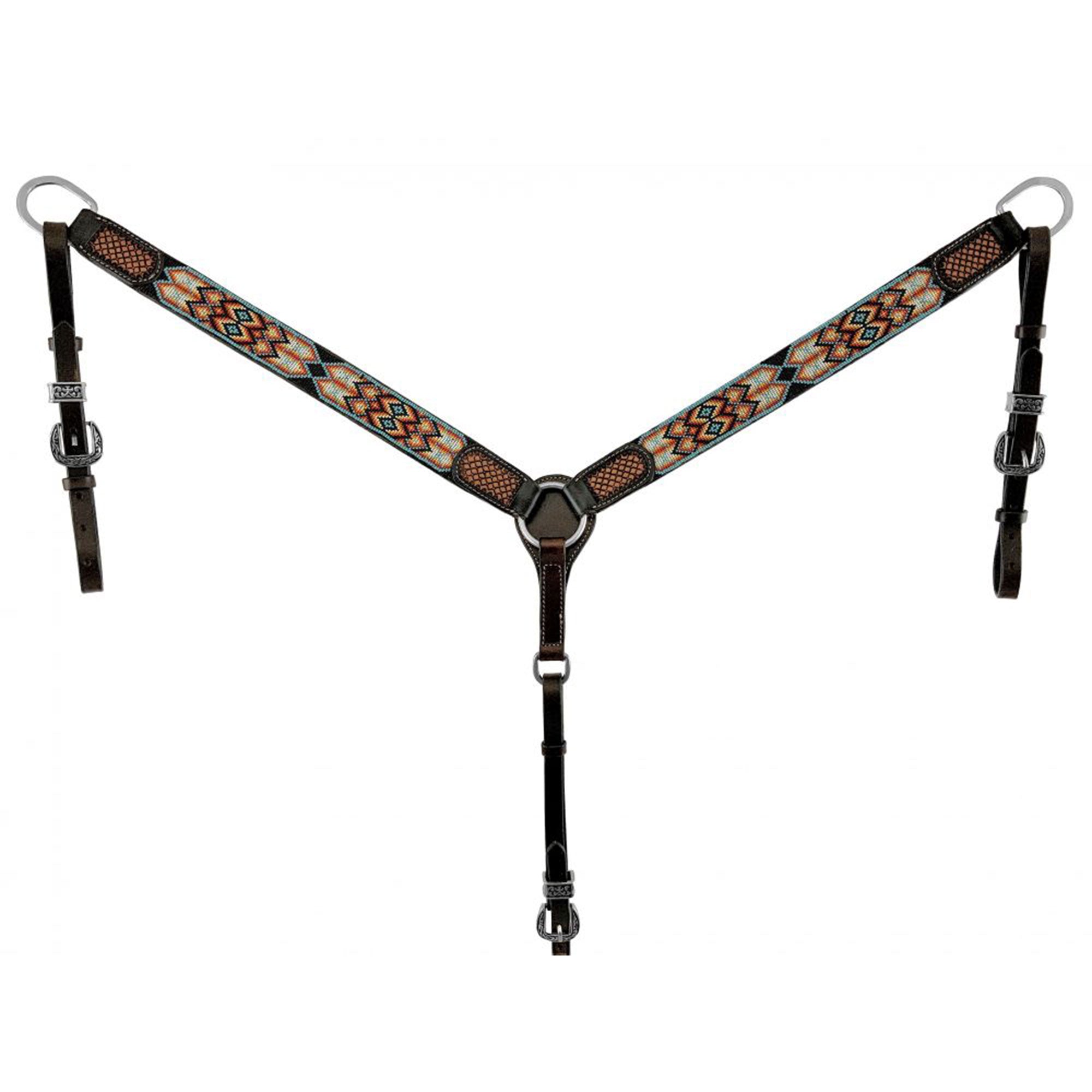 Showman Apache Dusk Argentina Cow Leather Beaded Breastcollar