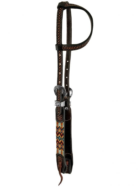 Showman Apache Dusk Beaded Argentina Cow Leather One Ear Headstall