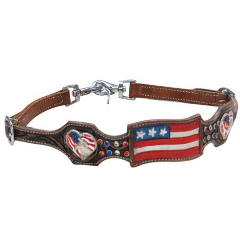 Showman Hand painted American flag wither strap