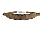 Showman Rough Out Chocolate wither strap with black rawhide lacing