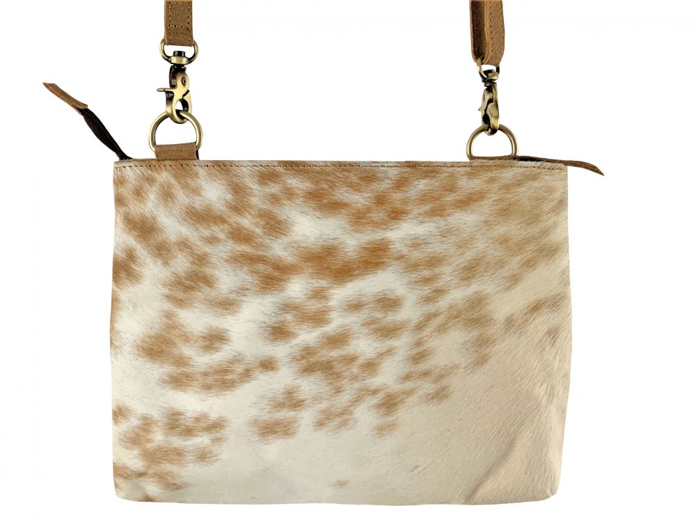 Showman Leather Crossbody Bag with hair on cowhide