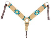 Showman Wool Blend Multi Strand Southwest Design Breastcollar - Tan and teal