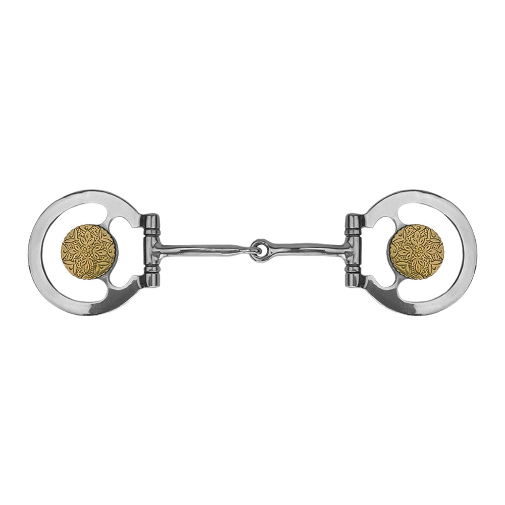 Showman Golden Petal Stainless Steel D-Ring Snaffle Bit