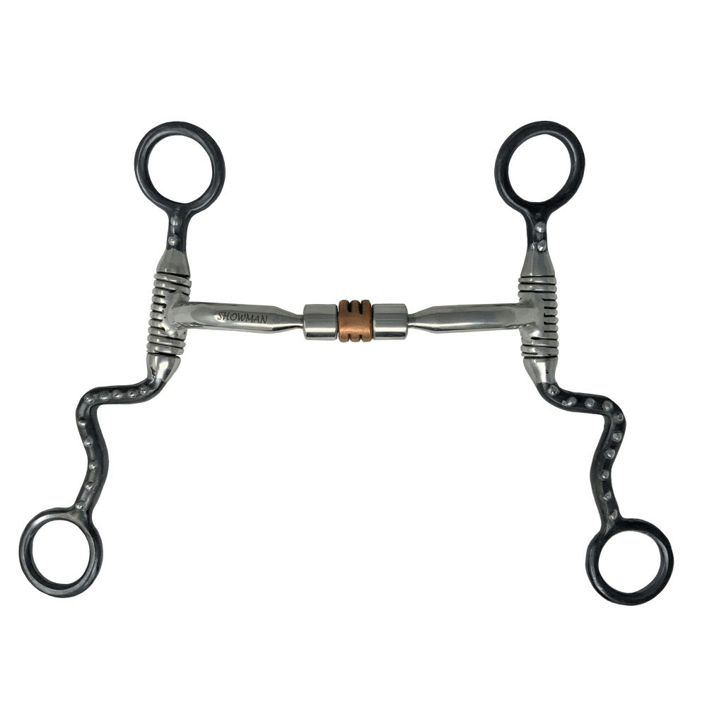 Showman Stainless Steel Snaffle bit with copper roller center