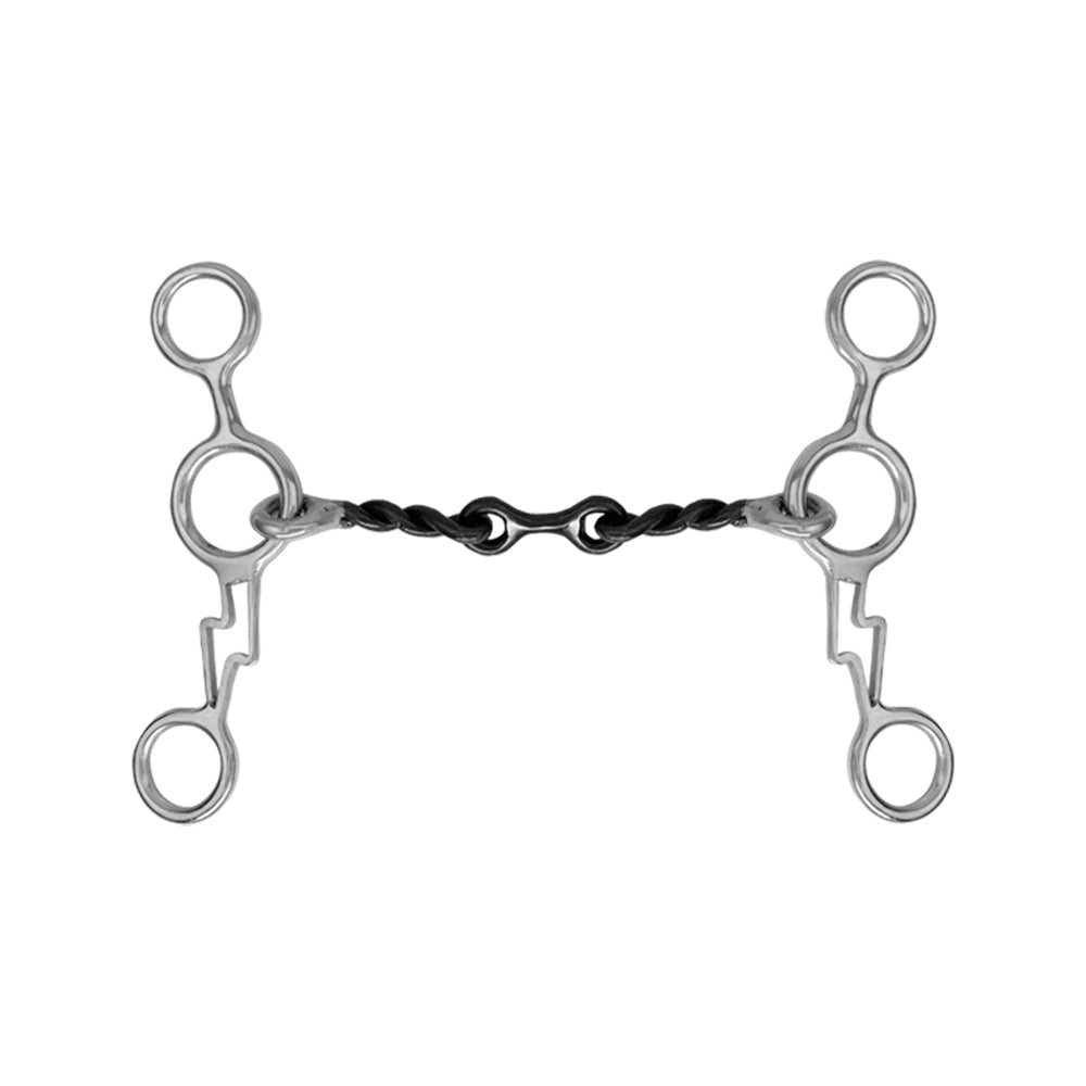 Showman Thunderbolt Blued Stainless Steel JR Cowhorse Twisted Dogbone Snaffle